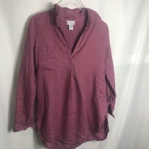 Soft Surroundings 100% Linen Pintuck Back top 500